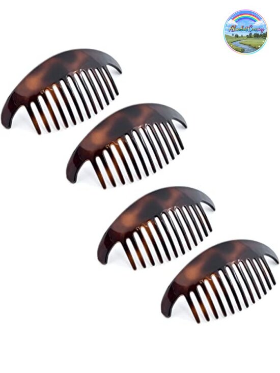 4 Piece French Hair Side Combs, Cellulose Acetate Interlocking Combs for Bun main image 5
